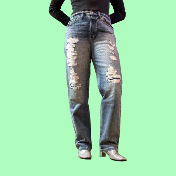 FRAME + Julia Sarr-Jamois crochet-trimmed distressed high-rise boyfriend jeans - Picture 13 of 13